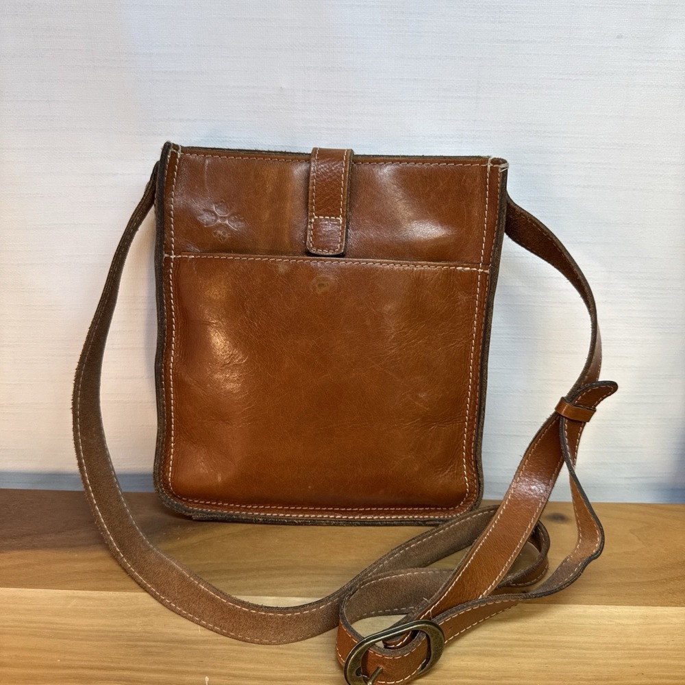Patricia Nash Venezia Crossbody Bag Cognac Brown Messenger Purse Genuine Leather - Picture 3 of 10